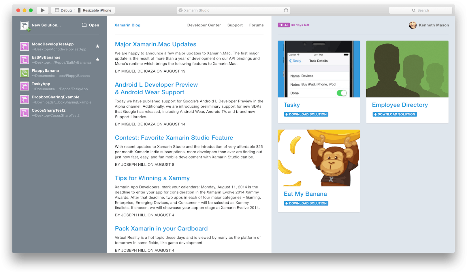 The visual aesthetics of macOS transitioned from shaded icons and UI to a flat design. Xamarin Studio also underwent changes during this period and introduced a large set of icons that I created for it, gradually replacing the old shaded icons.